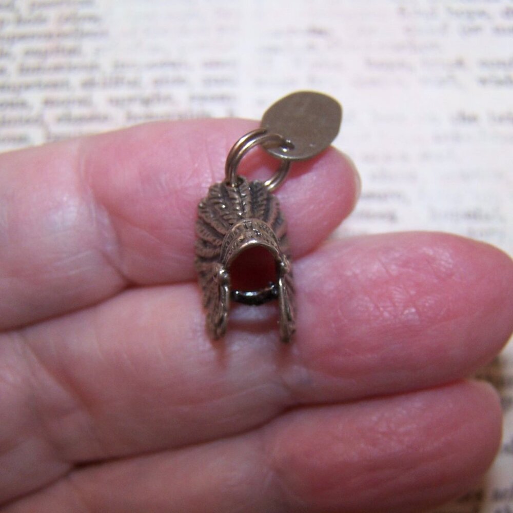 Native American Sterling Silver Charm - Indian Chief Headdress